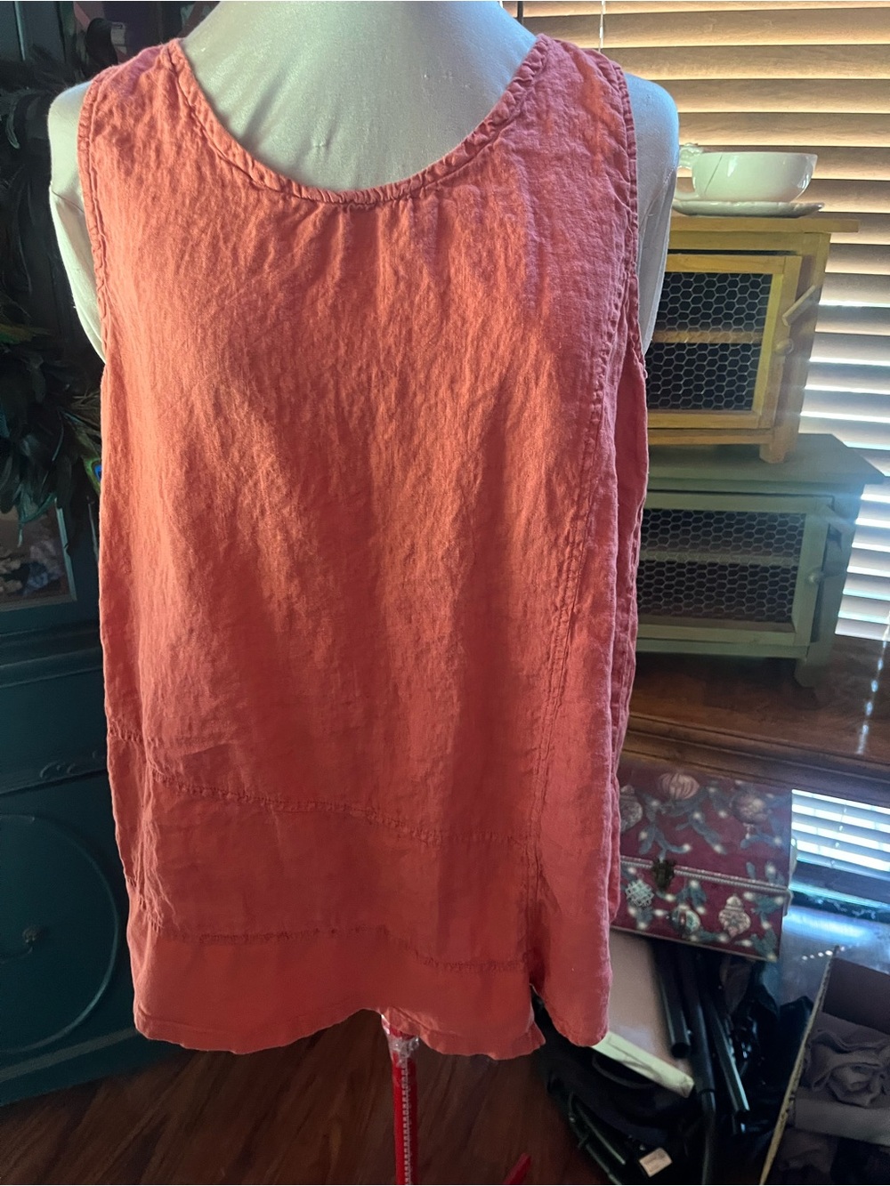 FLAX design women’s Coral Linen Scoop Neck Tank Tunic Top medium